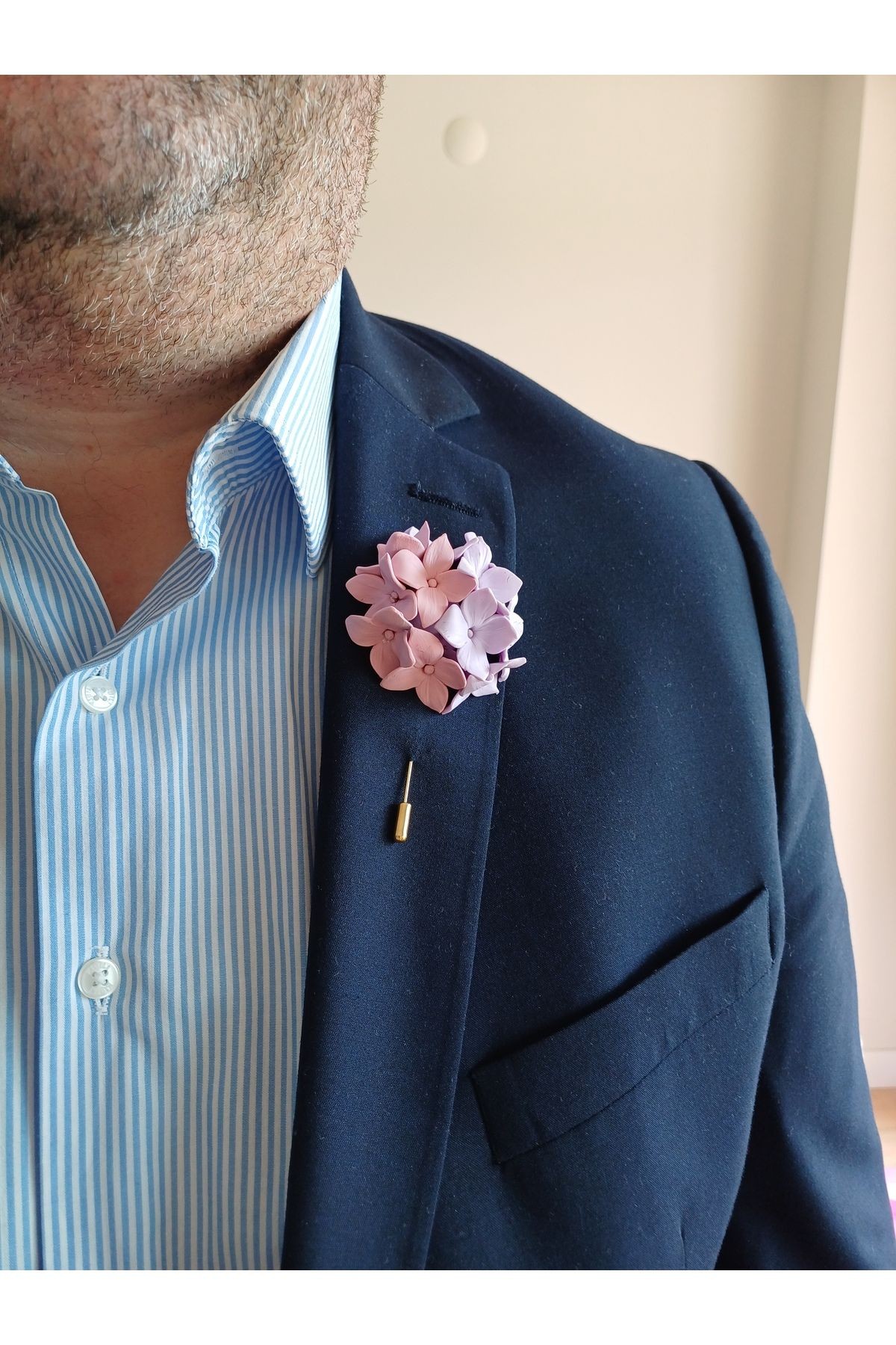 Ortanca Damat Sağdıç Yaka İğnesi, Damat Yaka Çiçeği, Düğün Aksesuarları, Yaka İğnesi