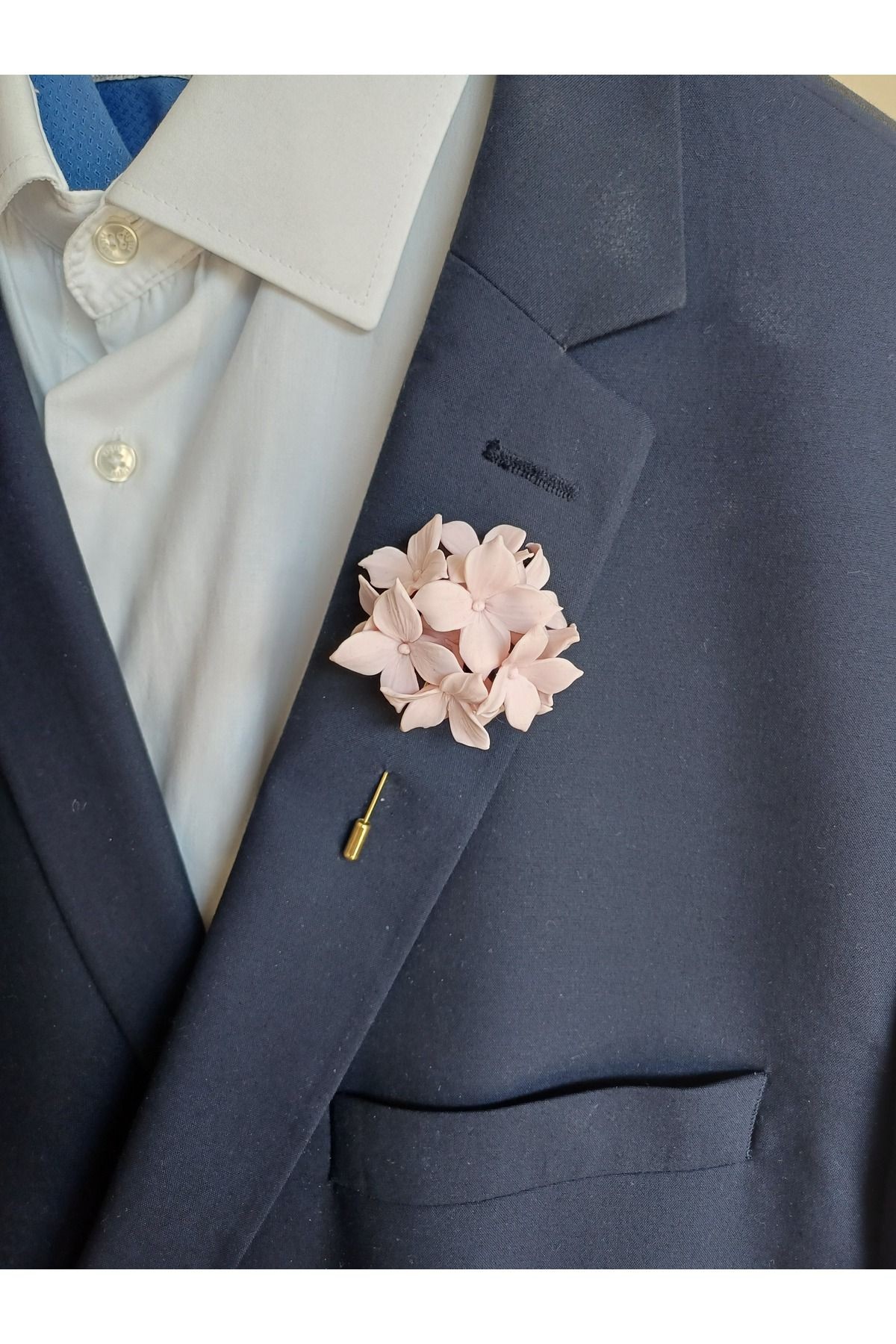 Ortanca Damat Sağdıç Yaka İğnesi, Damat Yaka Çiçeği, Düğün Aksesuarları, Yaka İğnesi
