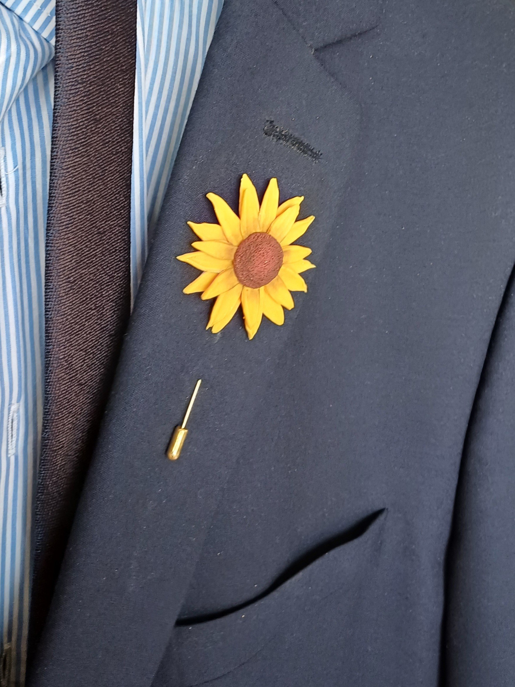 Ayçiçeği Yaka Çiçeği, Çiçekli Yaka İğnesi. damat ve Sağdıç Aksesuarı