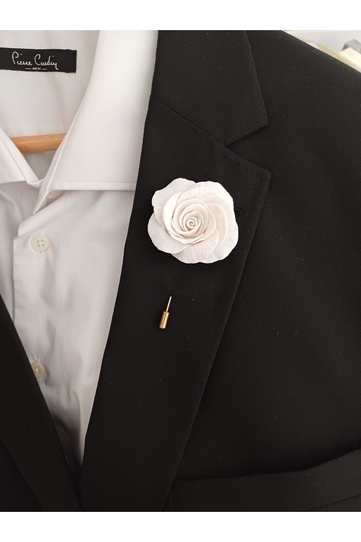 Gül Damat Yaka İğnesi, Damat Yaka Çiçeği, Düğün Aksesuarları, Yaka İğnesi
