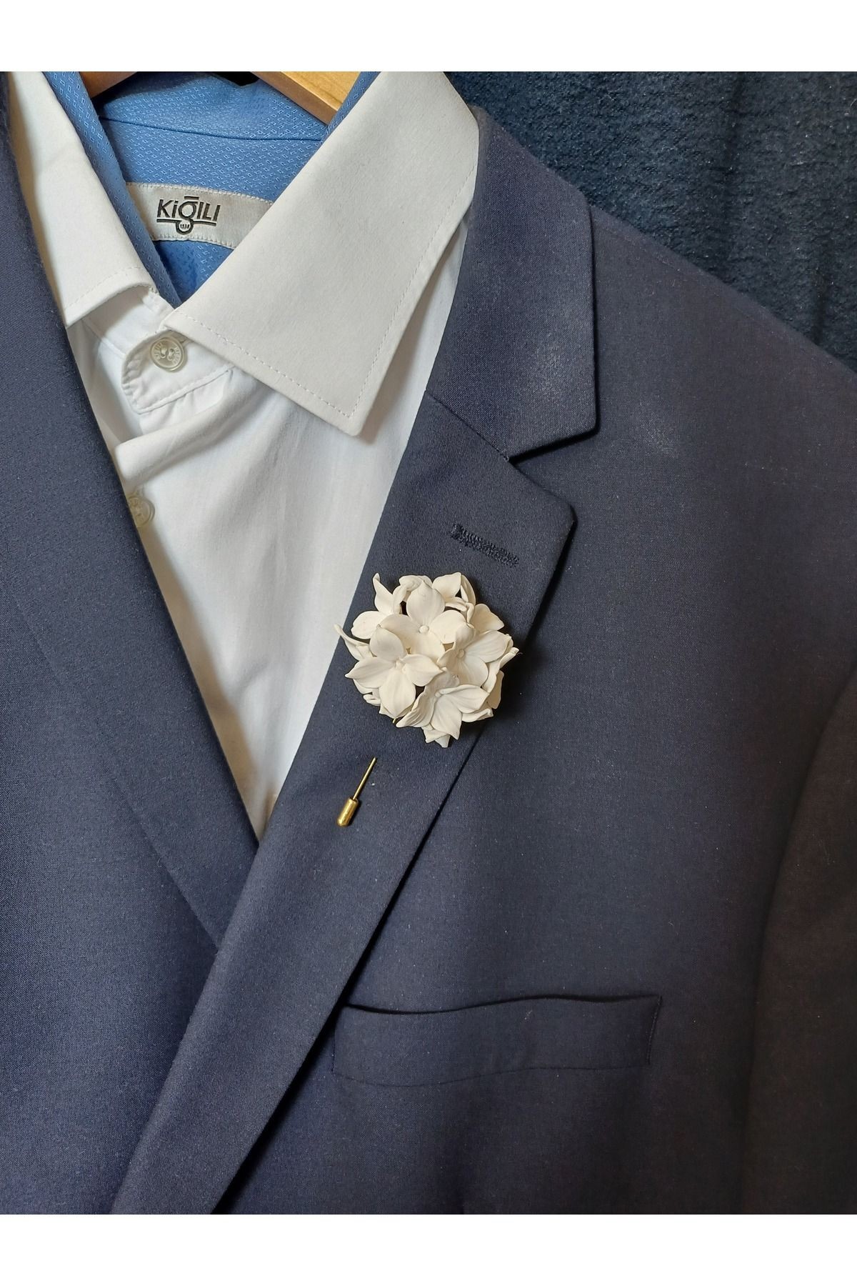 Ortanca Damat Sağdıç Yaka İğnesi, Damat Yaka Çiçeği, Düğün Aksesuarları, Yaka İğnesi