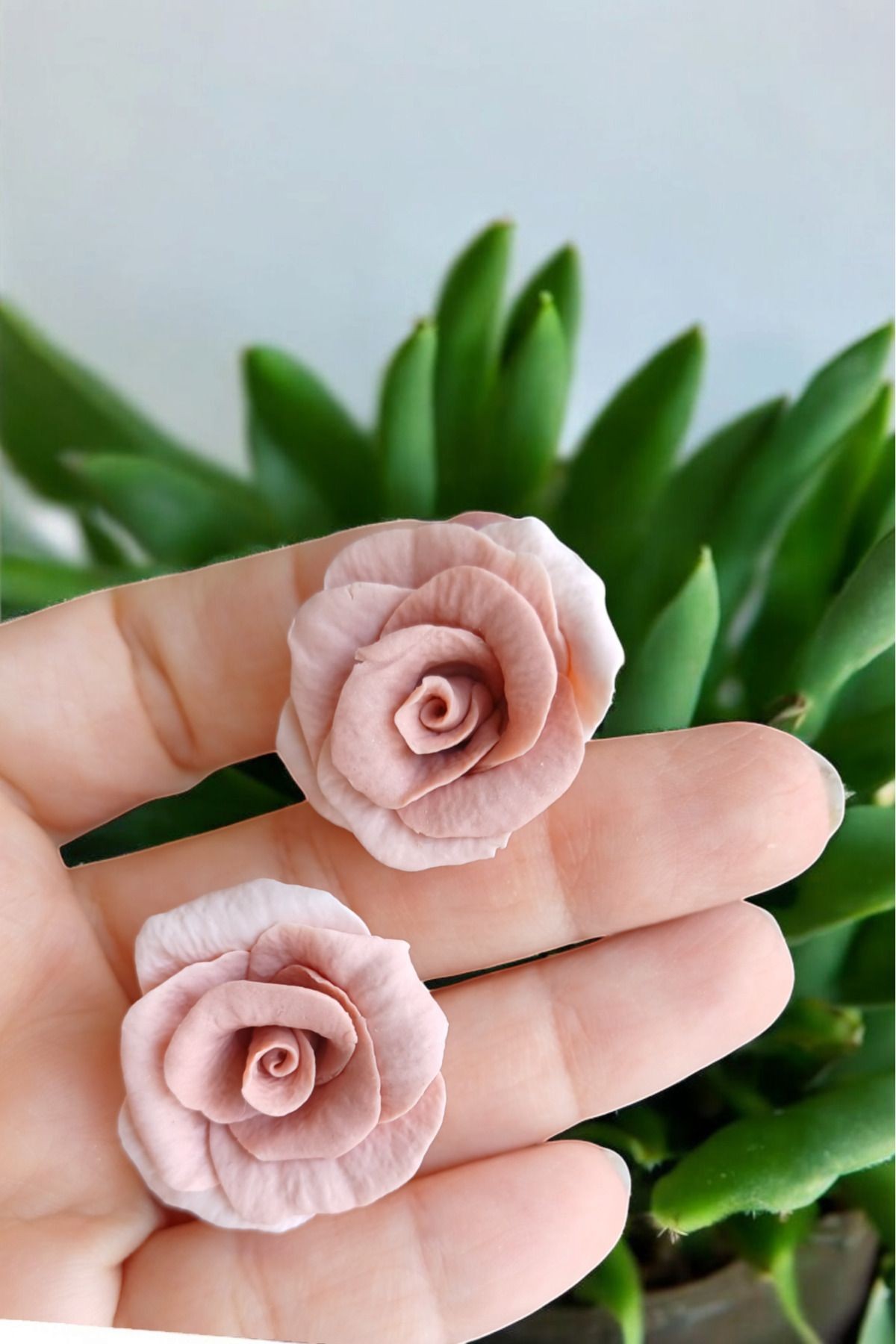 Gül Küpe, Çiçekli Küpe, El yapımı Küpe, Tasarım Küpe, Polimer Kil Küpe