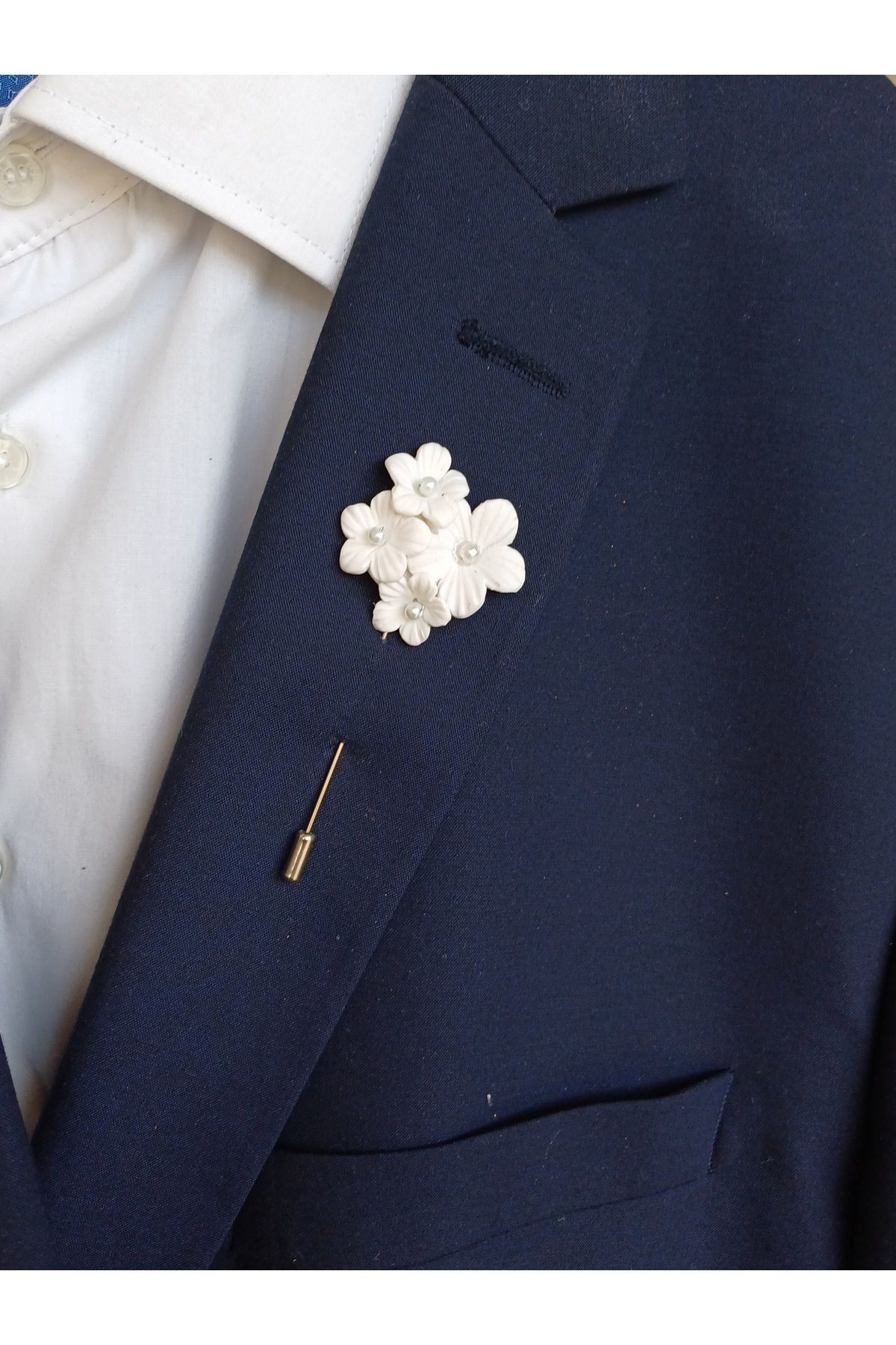 İncili Damat Yaka İğnesi, Damat Yaka Çiçeği, Düğün Aksesuarları, Yaka İğnesi