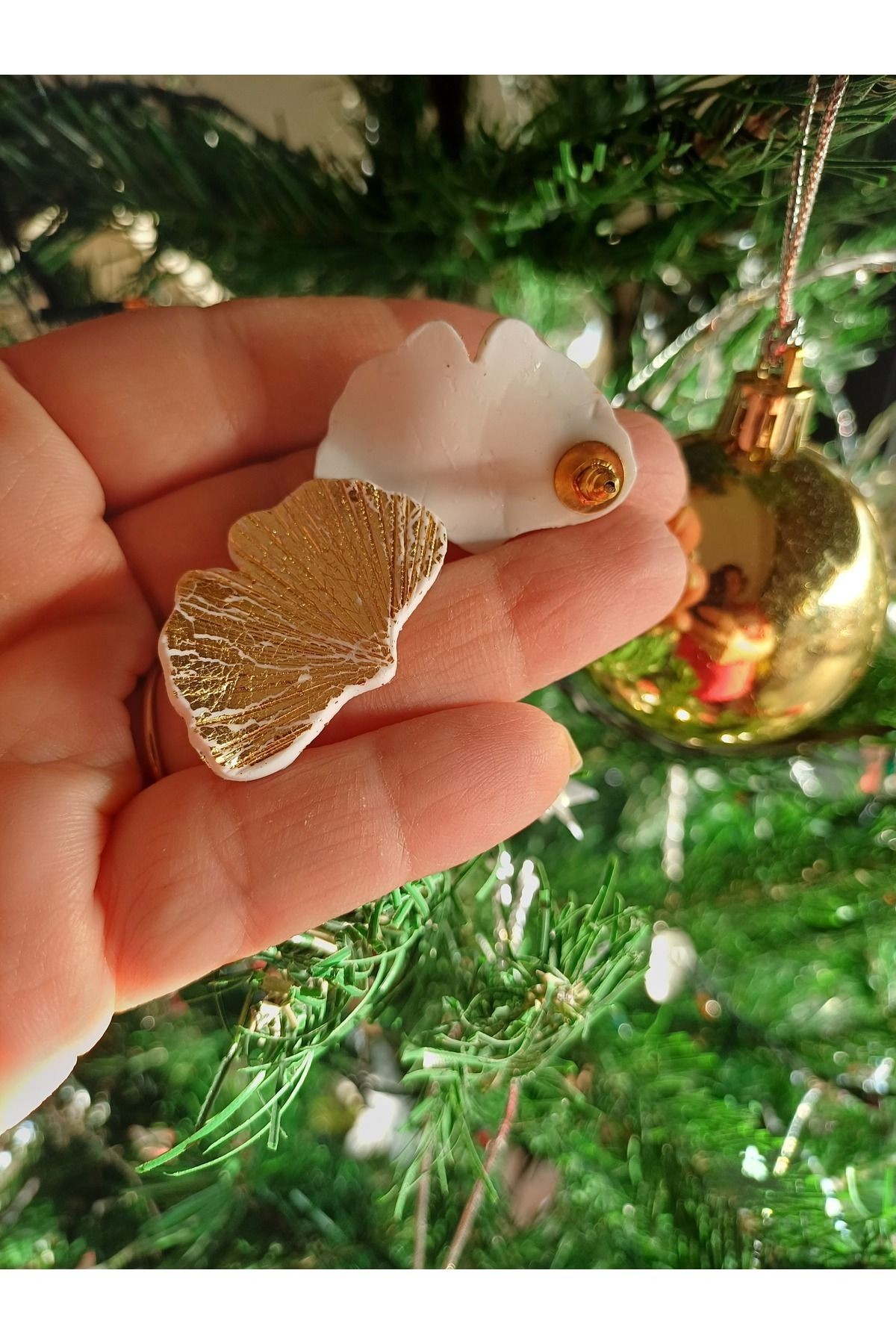 Ginkgo Çiçeği Küpe, Polimer Kil Küpe, El Yapımı Küpe