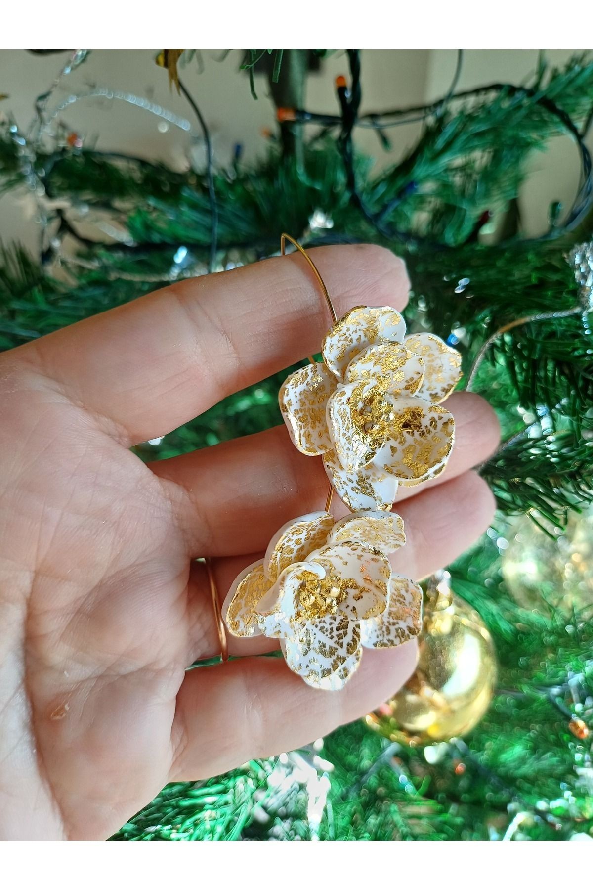 Çiçekli Küpe, El yapımı Küpe, Tasarım Küpe, Polimer Kil Küpe