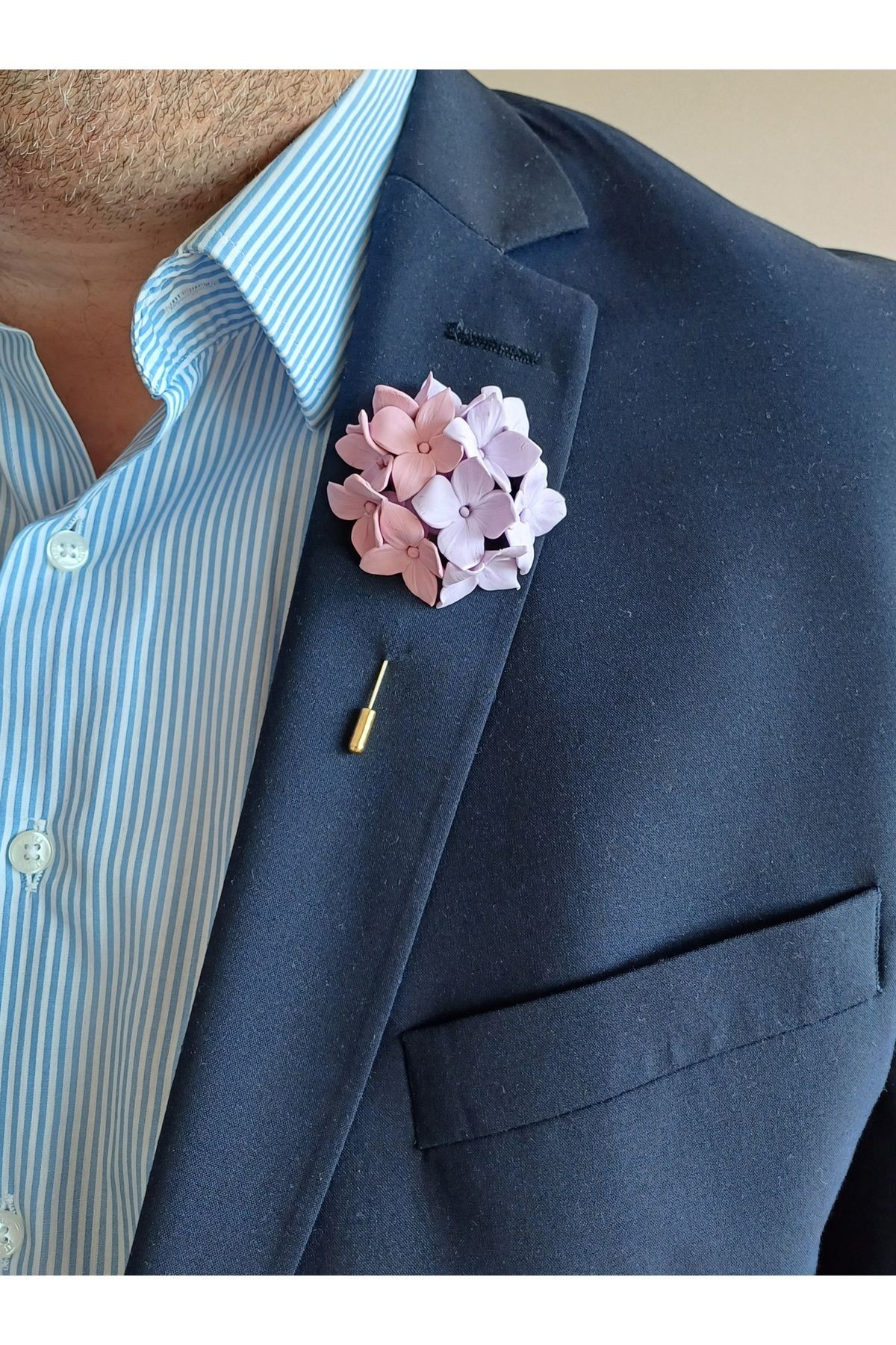Ortanca Damat Sağdıç Yaka İğnesi, Damat Yaka Çiçeği, Düğün Aksesuarları, Yaka İğnesi