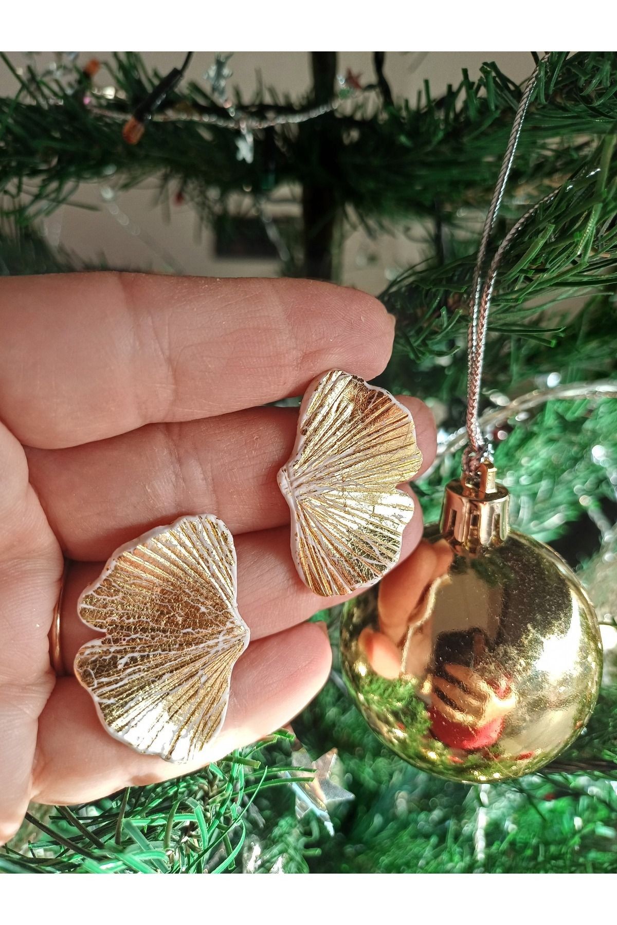 Ginkgo Çiçeği Küpe, Polimer Kil Küpe, El Yapımı Küpe