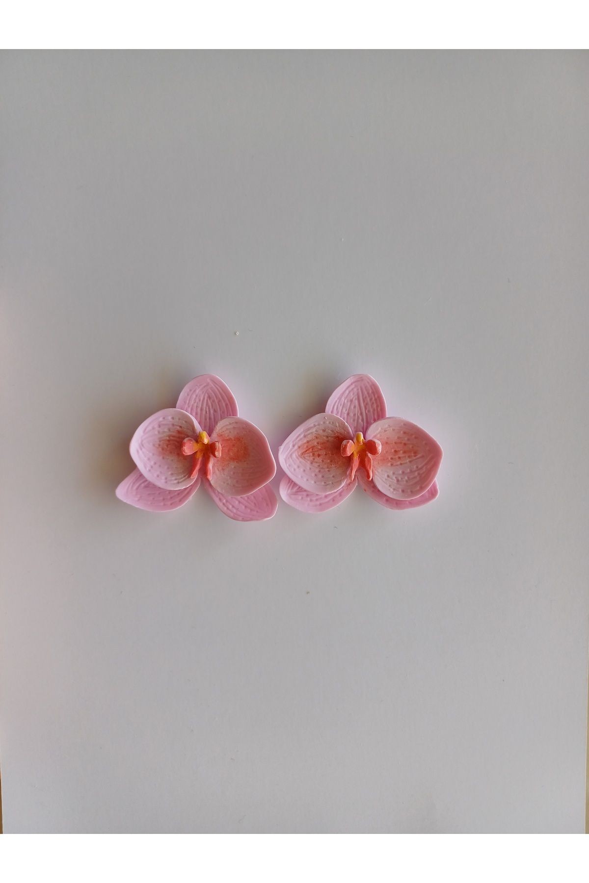 Pembe Orkide Küpe, Çiçekli Kil Küpe, Boho Çiçekli Küpe, Zarif Küpe Seti, Kil Takı, Yaz Aksesuarı