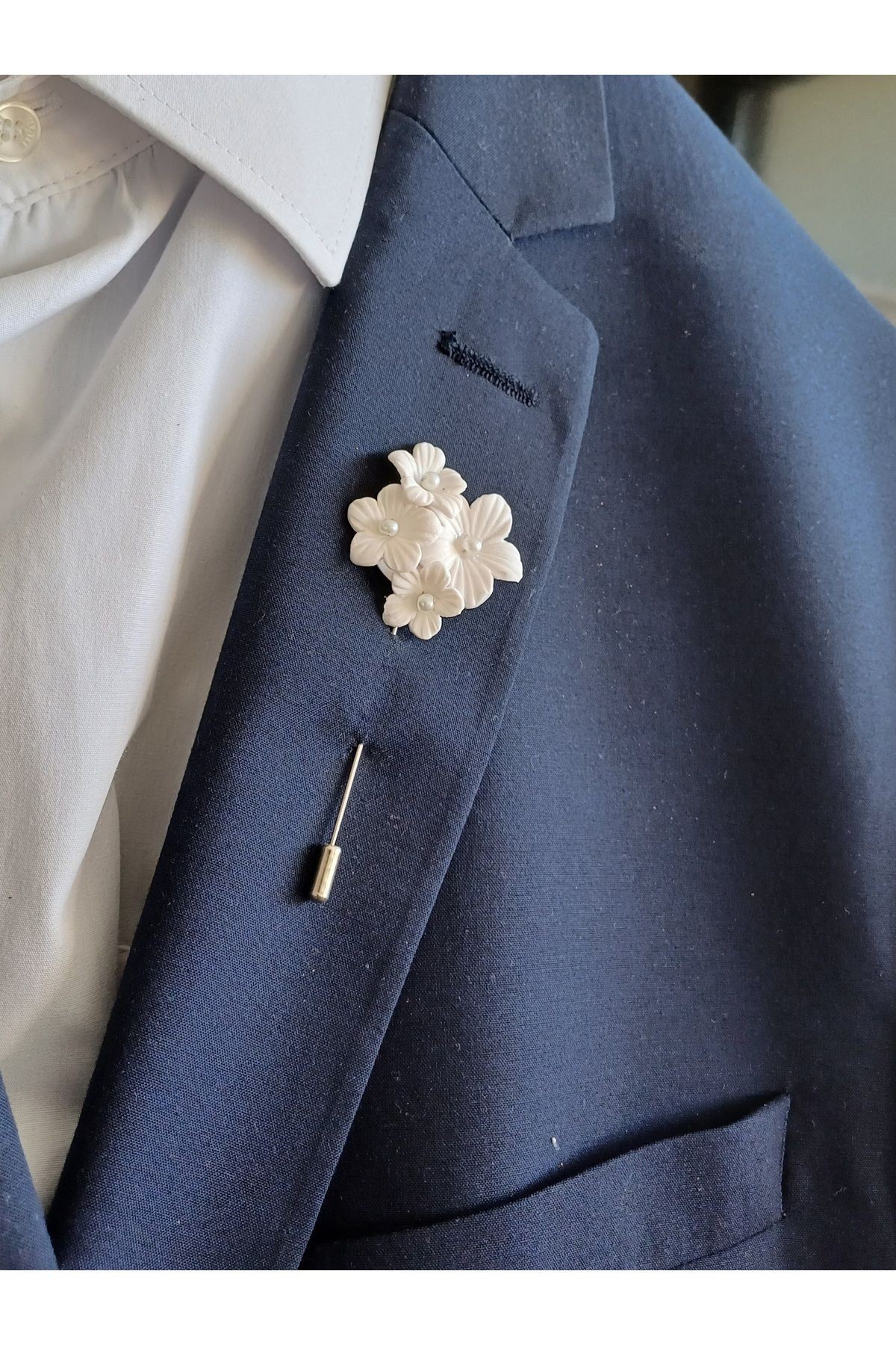 İncili Damat Yaka İğnesi, Damat Yaka Çiçeği, Düğün Aksesuarları, Yaka İğnesi