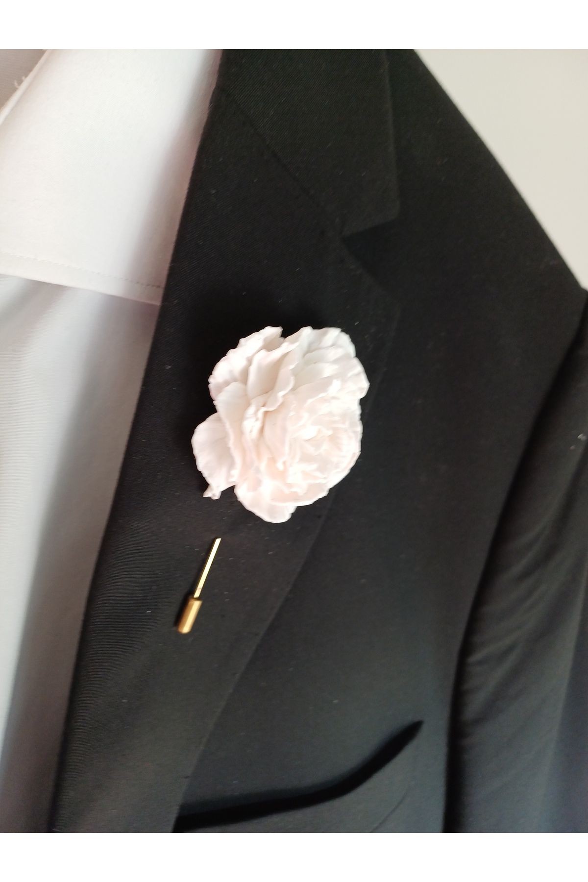 Şakayık Damat Yaka İğnesi, Damat Yaka Çiçeği, Düğün Aksesuarları, Yaka İğnesi