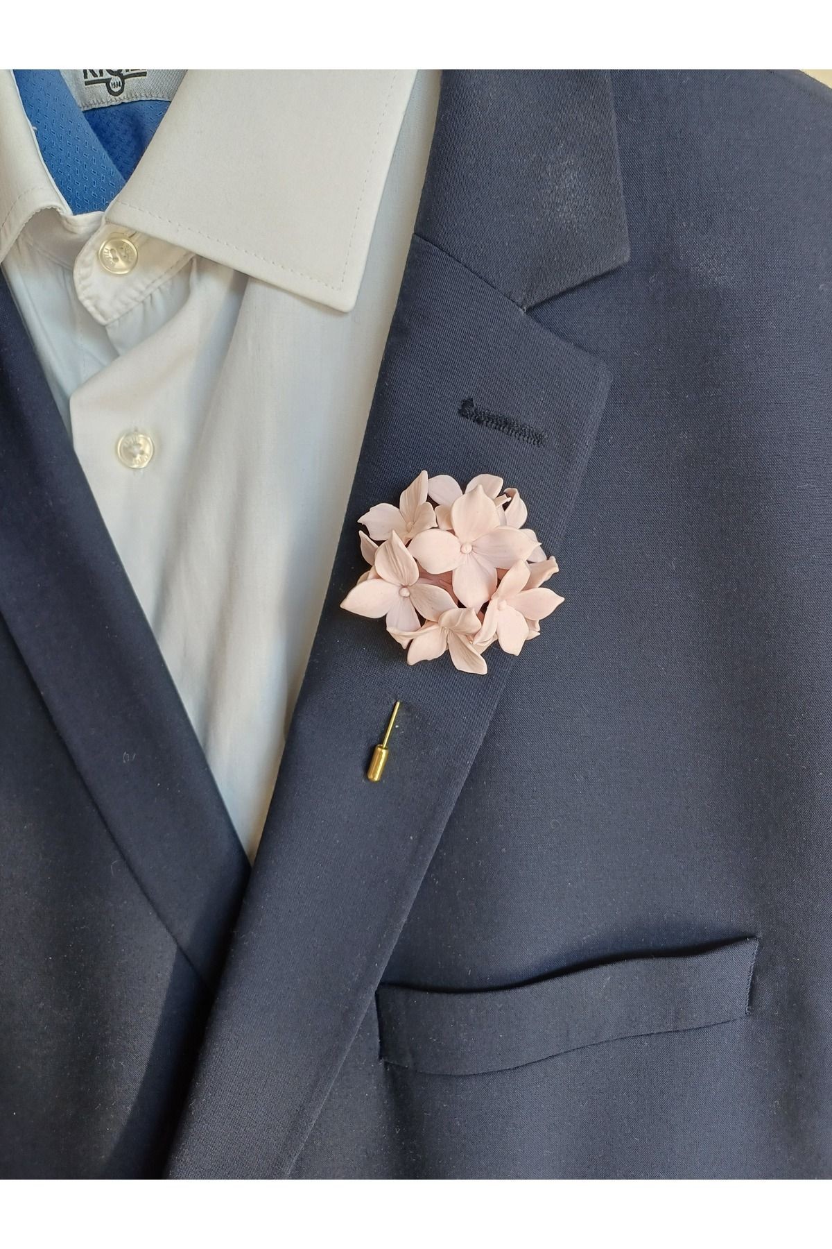 Ortanca Damat Sağdıç Yaka İğnesi, Damat Yaka Çiçeği, Düğün Aksesuarları, Yaka İğnesi
