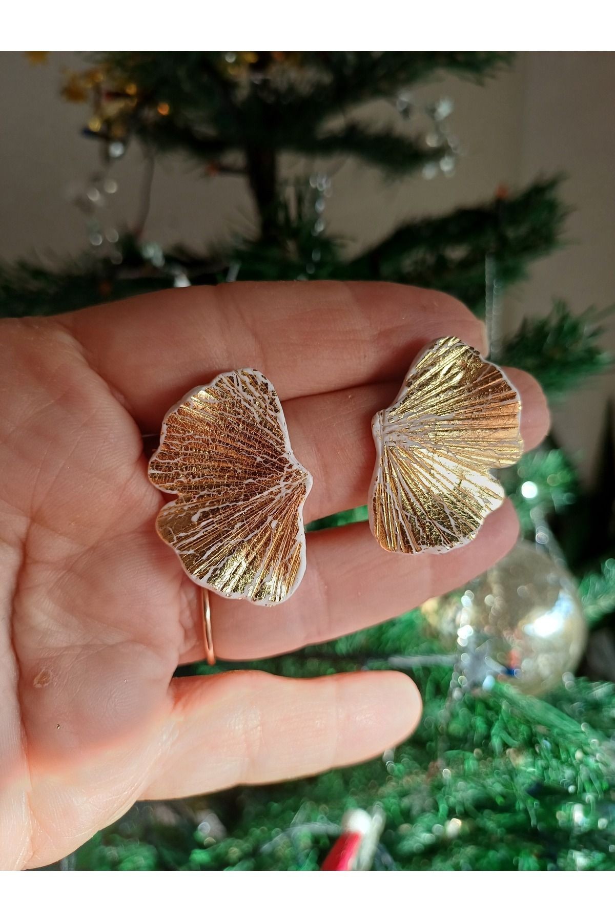 Ginkgo Çiçeği Küpe, Polimer Kil Küpe, El Yapımı Küpe