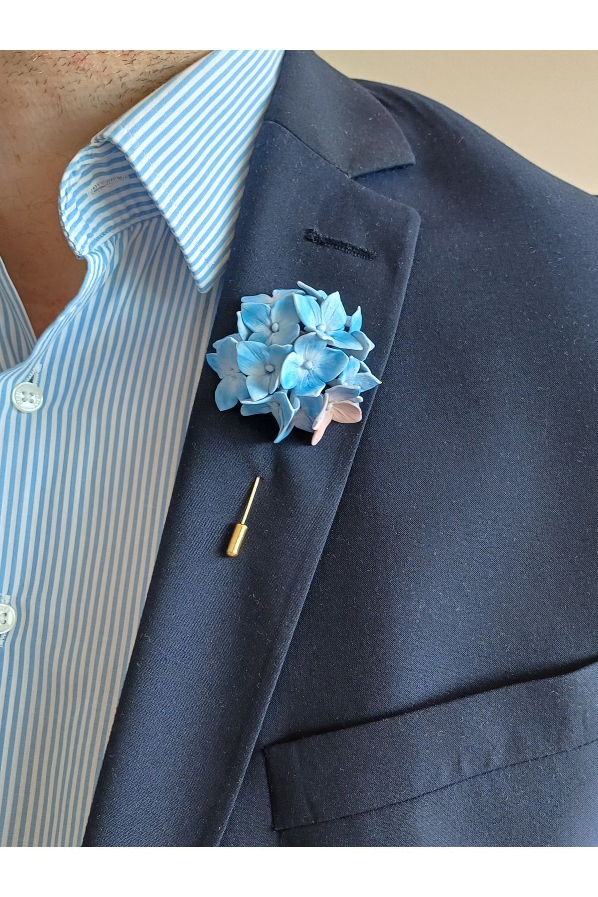 Ortanca Damat Sağdıç Yaka İğnesi, Damat Yaka Çiçeği, Düğün Aksesuarları, Yaka İğnesi