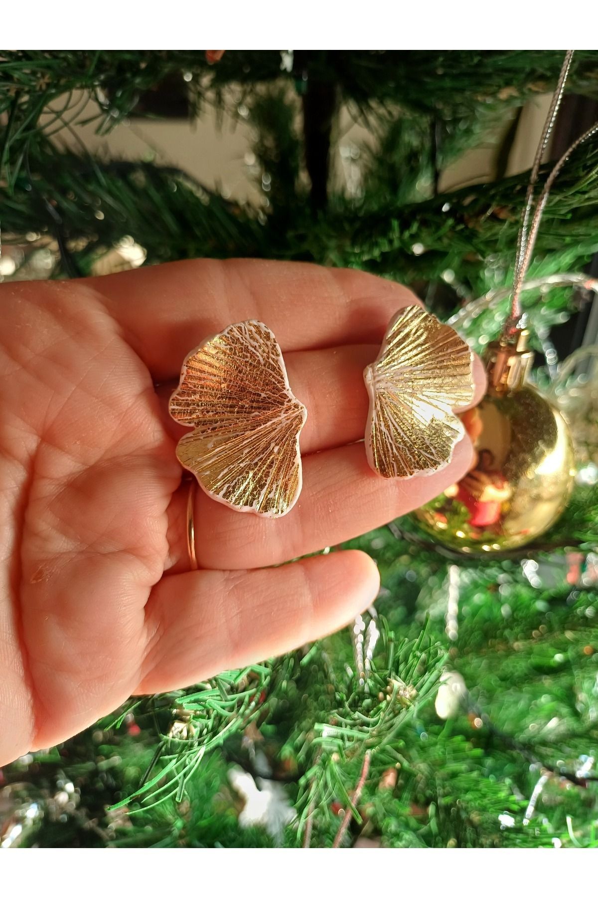 Ginkgo Çiçeği Küpe, Polimer Kil Küpe, El Yapımı Küpe