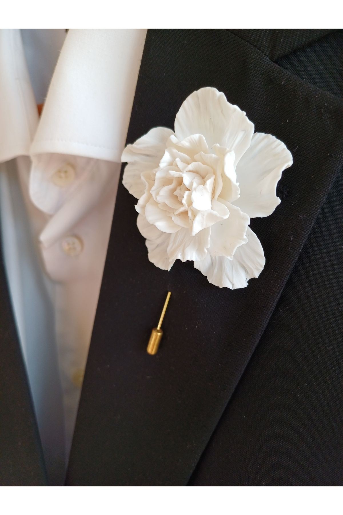 Şakayık Damat Yaka İğnesi, Damat Yaka Çiçeği, Düğün Aksesuarları, Yaka İğnesi