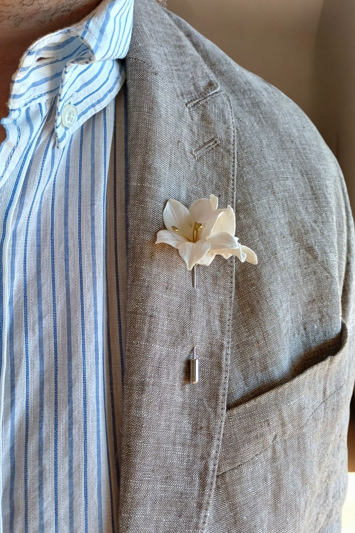 Zambak Sağdıç Damat Yaka İğnesi, Damat Yaka Çiçeği, Düğün Aksesuarları, Yaka İğnesi