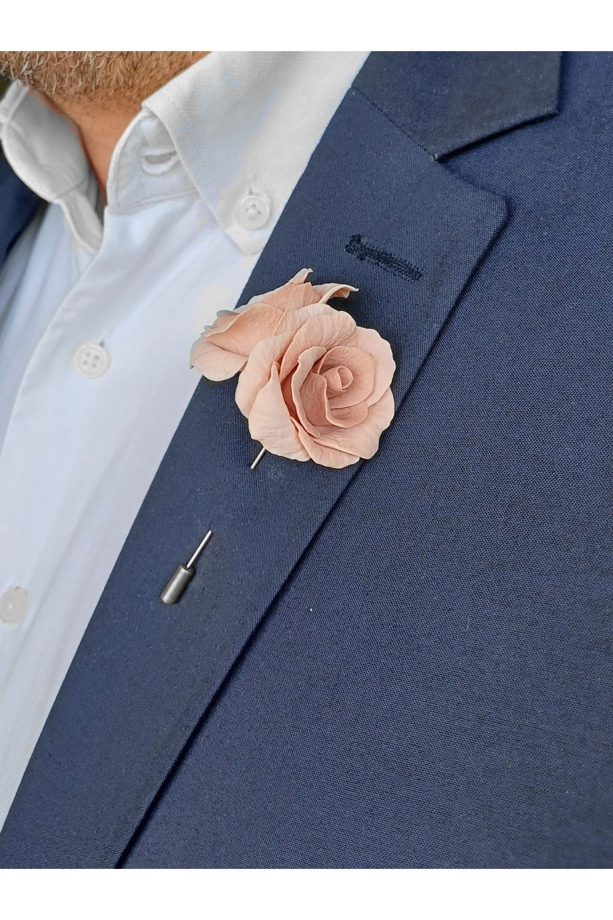 Gül Sağdıç Damat Yaka İğnesi, Damat Yaka Çiçeği, Düğün Aksesuarları, Yaka İğnesi