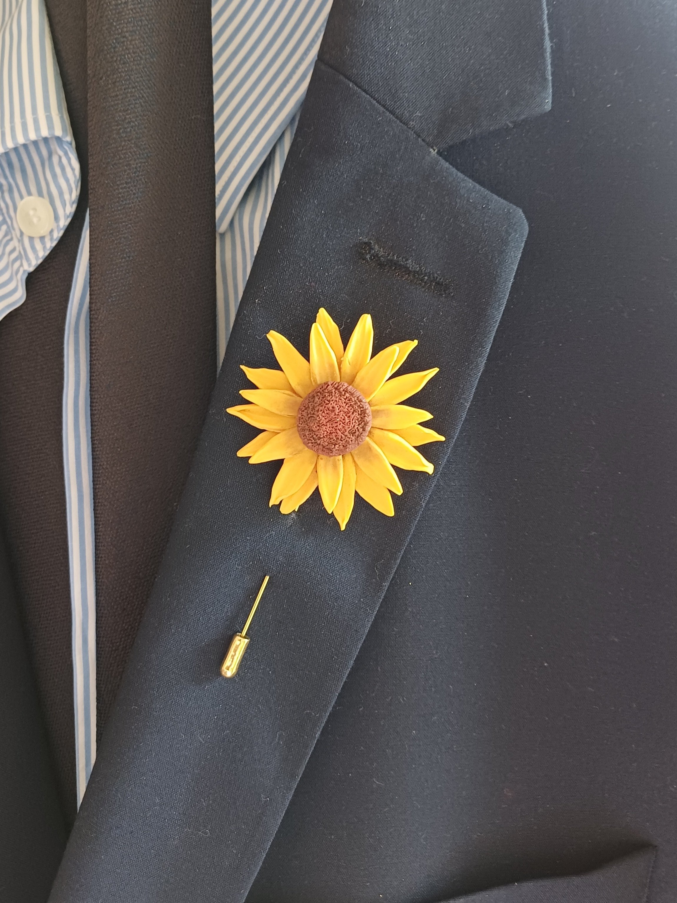 Ayçiçeği Yaka Çiçeği, Çiçekli Yaka İğnesi. damat ve Sağdıç Aksesuarı