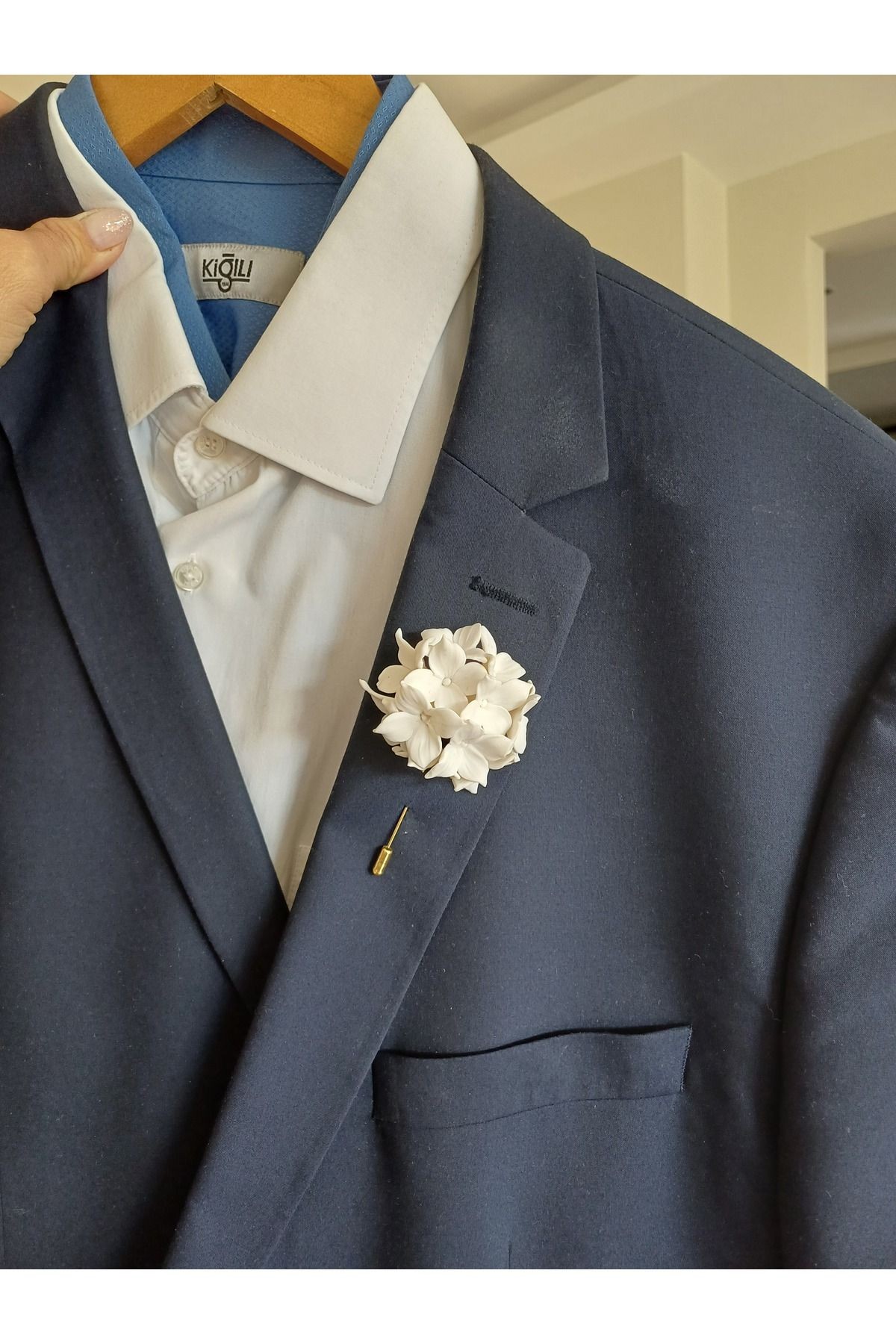 Ortanca Damat Sağdıç Yaka İğnesi, Damat Yaka Çiçeği, Düğün Aksesuarları, Yaka İğnesi