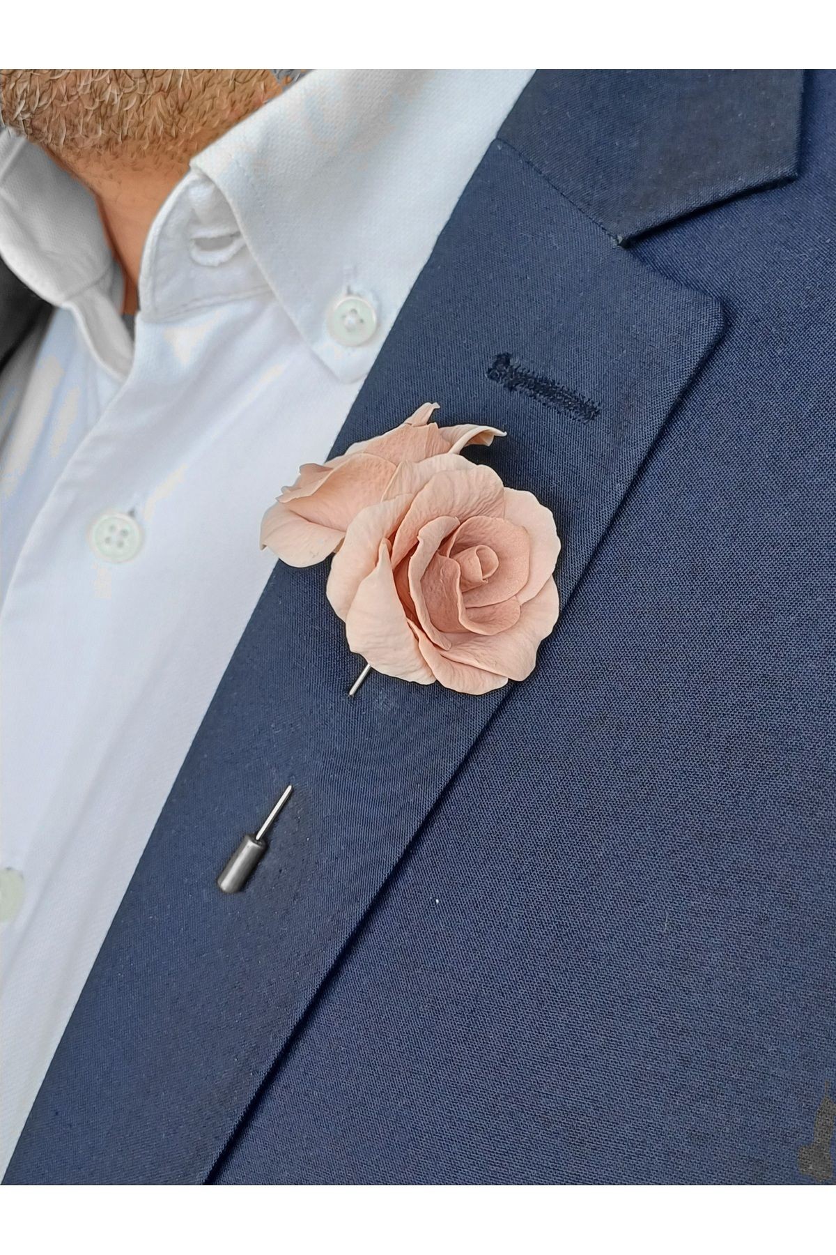Gül Sağdıç Damat Yaka İğnesi, Damat Yaka Çiçeği, Düğün Aksesuarları, Yaka İğnesi