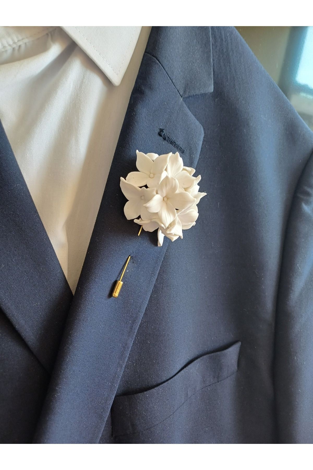 Ortanca Damat Sağdıç Yaka İğnesi, Damat Yaka Çiçeği, Düğün Aksesuarları, Yaka İğnesi