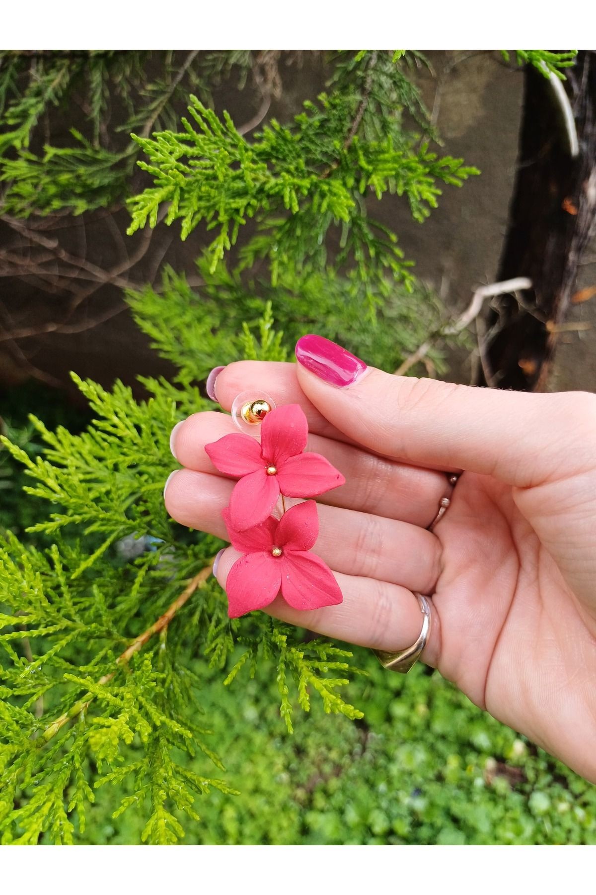 Çiçekli Küpeler, Polimer kil Küpeler, Tasarım Küpeler, El Yapımı Küpeler