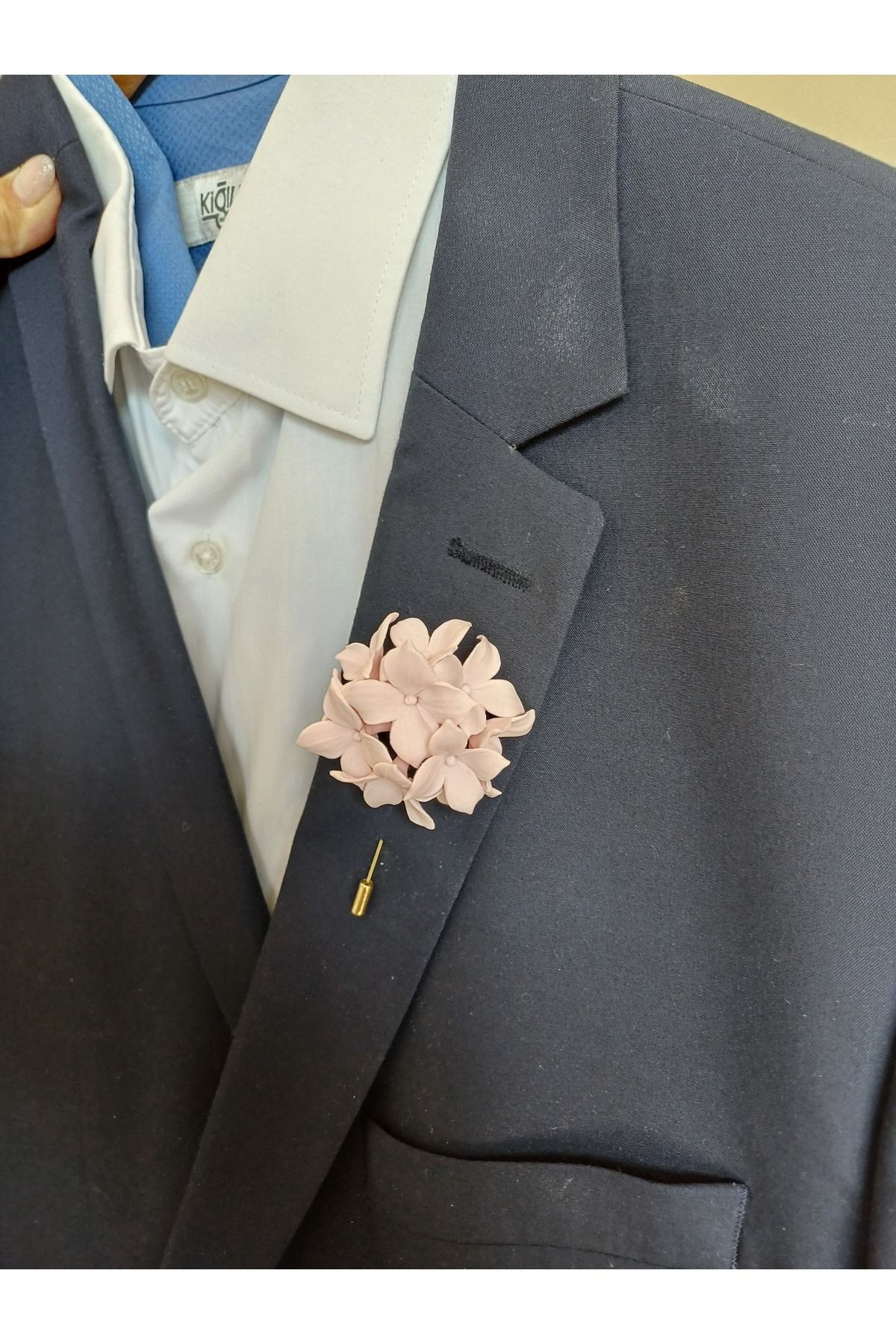 Ortanca Damat Sağdıç Yaka İğnesi, Damat Yaka Çiçeği, Düğün Aksesuarları, Yaka İğnesi