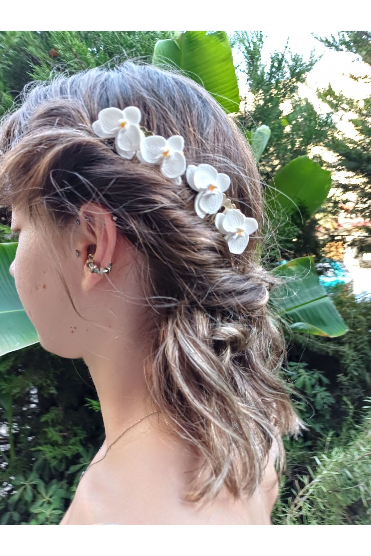 Orkide Çiçekli Tarak Toka, Helen Gelin Saçı, Gelin Saçı, Nikah Saçı, Gelin Saçı Model, Nikah Sacı