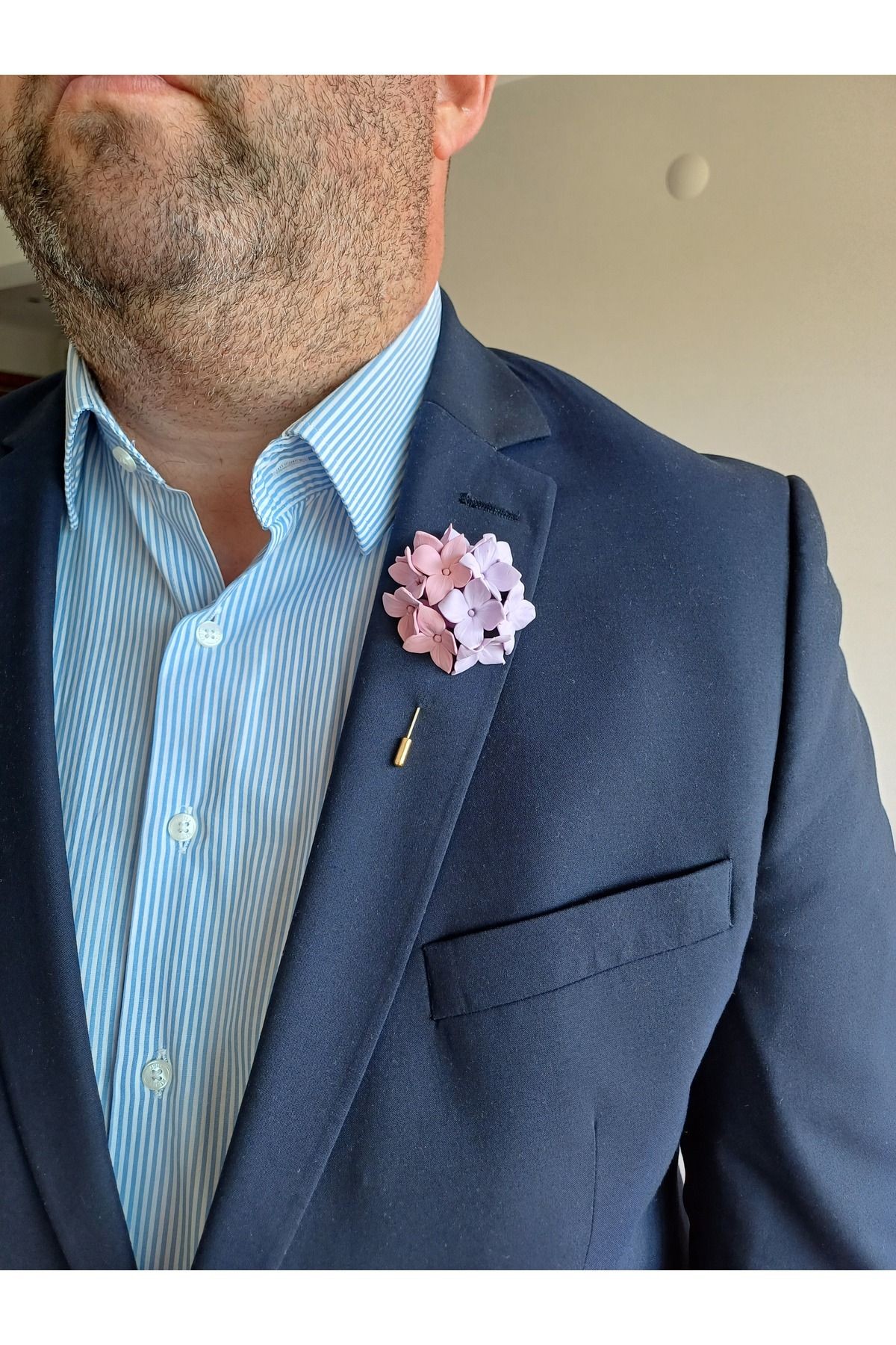 Ortanca Damat Sağdıç Yaka İğnesi, Damat Yaka Çiçeği, Düğün Aksesuarları, Yaka İğnesi