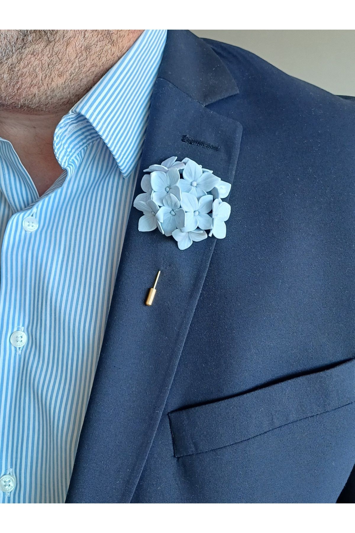 Ortanca Damat Sağdıç Yaka İğnesi, Damat Yaka Çiçeği, Düğün Aksesuarları, Yaka İğnesi