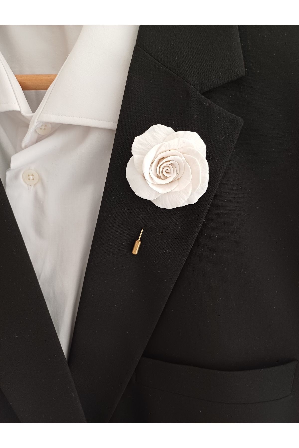 Gül Damat Yaka İğnesi, Damat Yaka Çiçeği, Düğün Aksesuarları, Yaka İğnesi