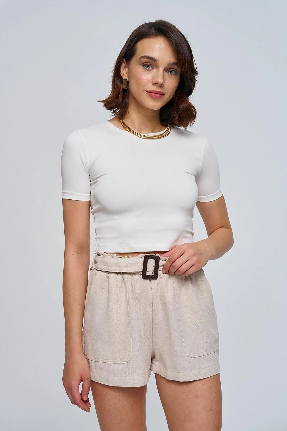 Keten Karışımlı Kadın Şort