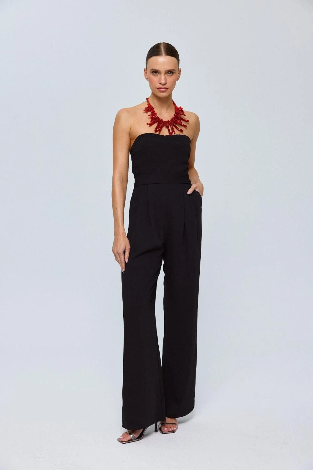 Straplez Kemerli Kadın Tulum