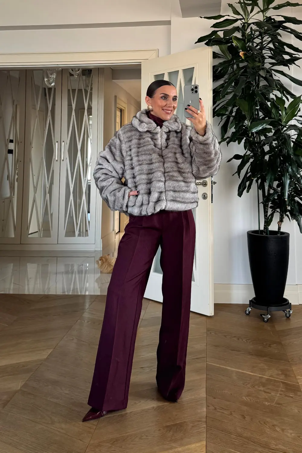 Fermuarlı Suni Kürk Kadın Ceket