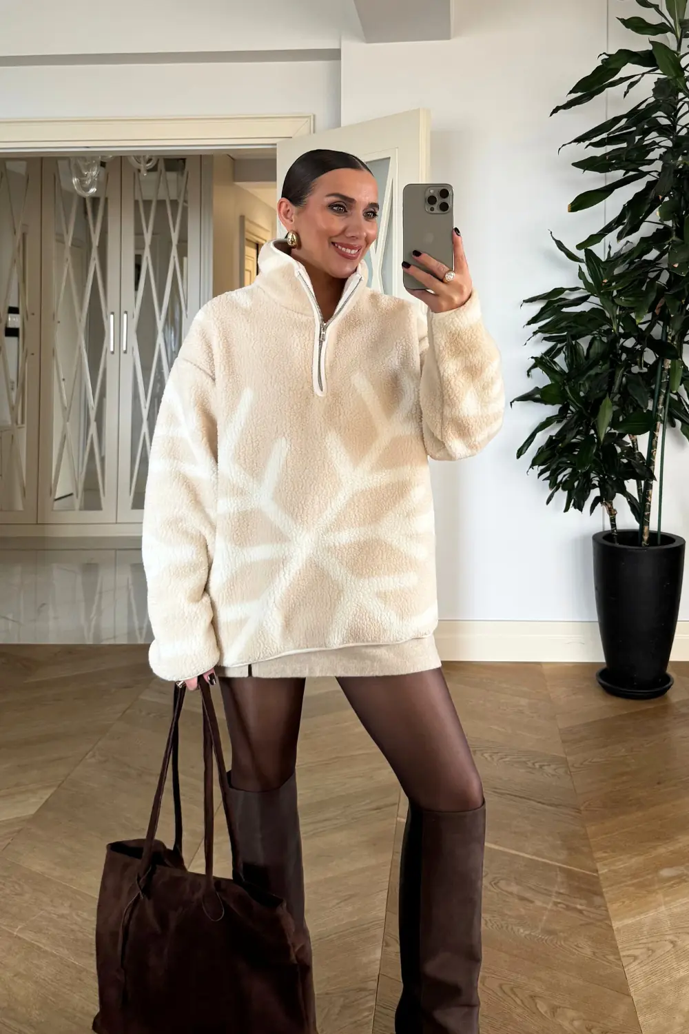 Dik Yaka Polar Kadın Sweatshirt