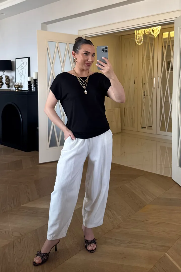 Keten Karışımlı Şalvar Kadın Pantolon