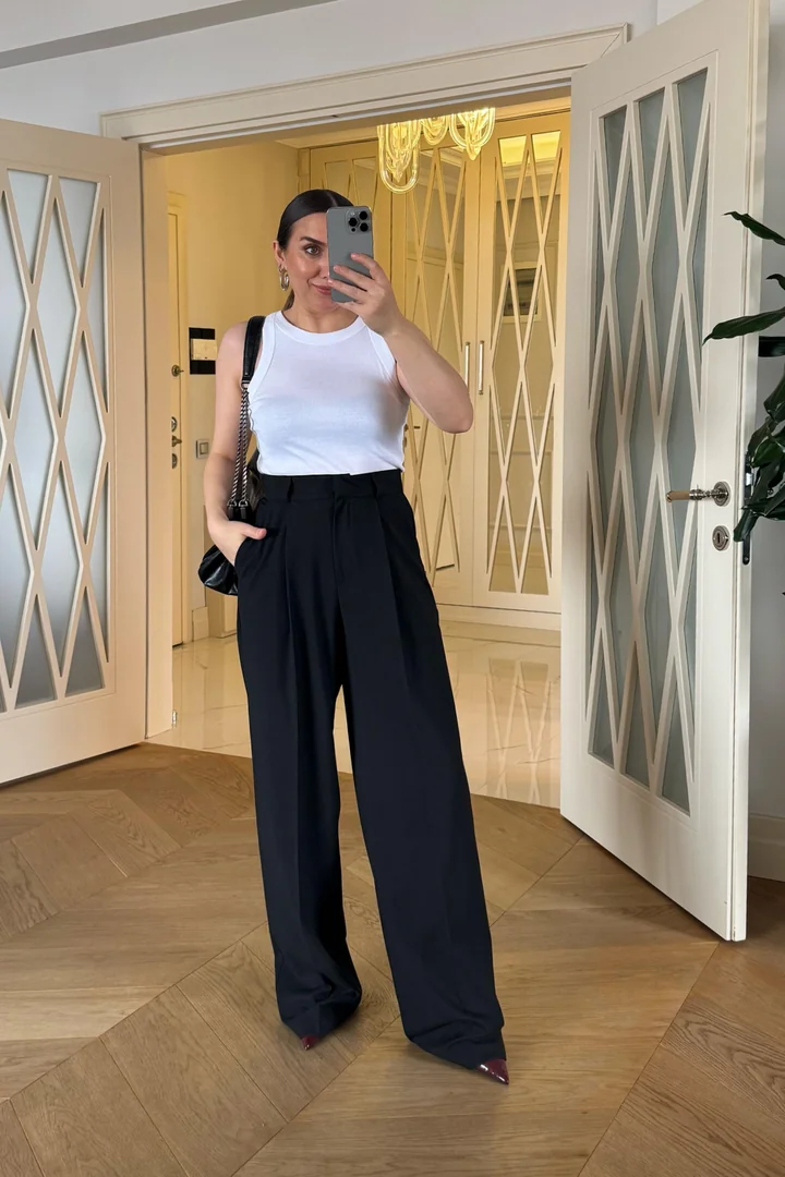 Pileli Palazzo Kadın Pantolon