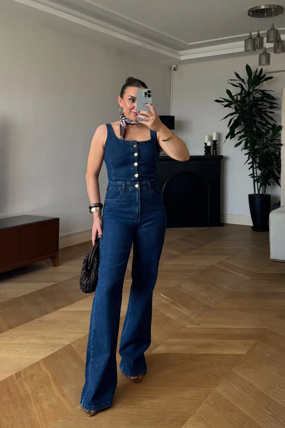 Asklı Denim Kadın Tulum