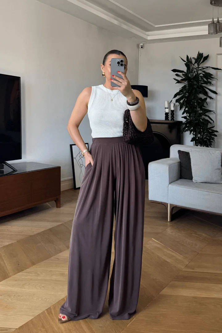 Modal Pile Detaylı Kadın Pantolon