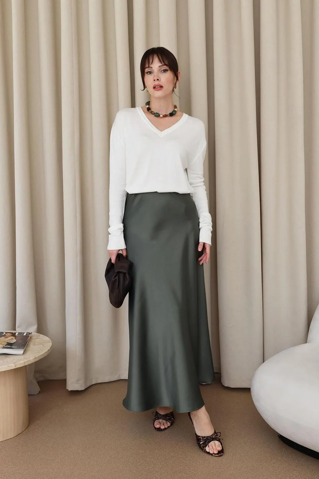 Basic V Yaka Triko Antrasit Kadın Kazak