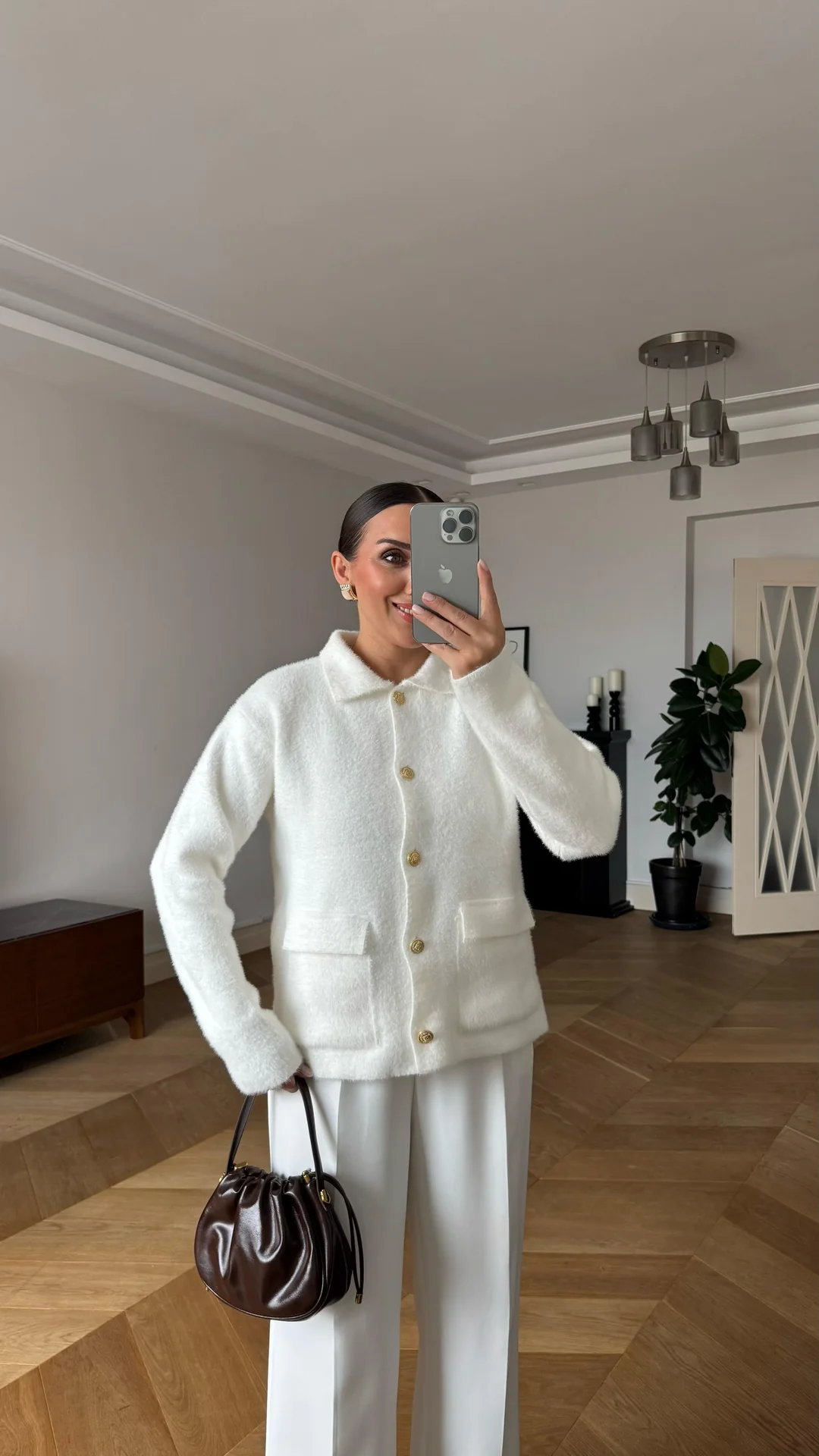 Polo Yaka Yumuşak Dokulu Kadın Hırka