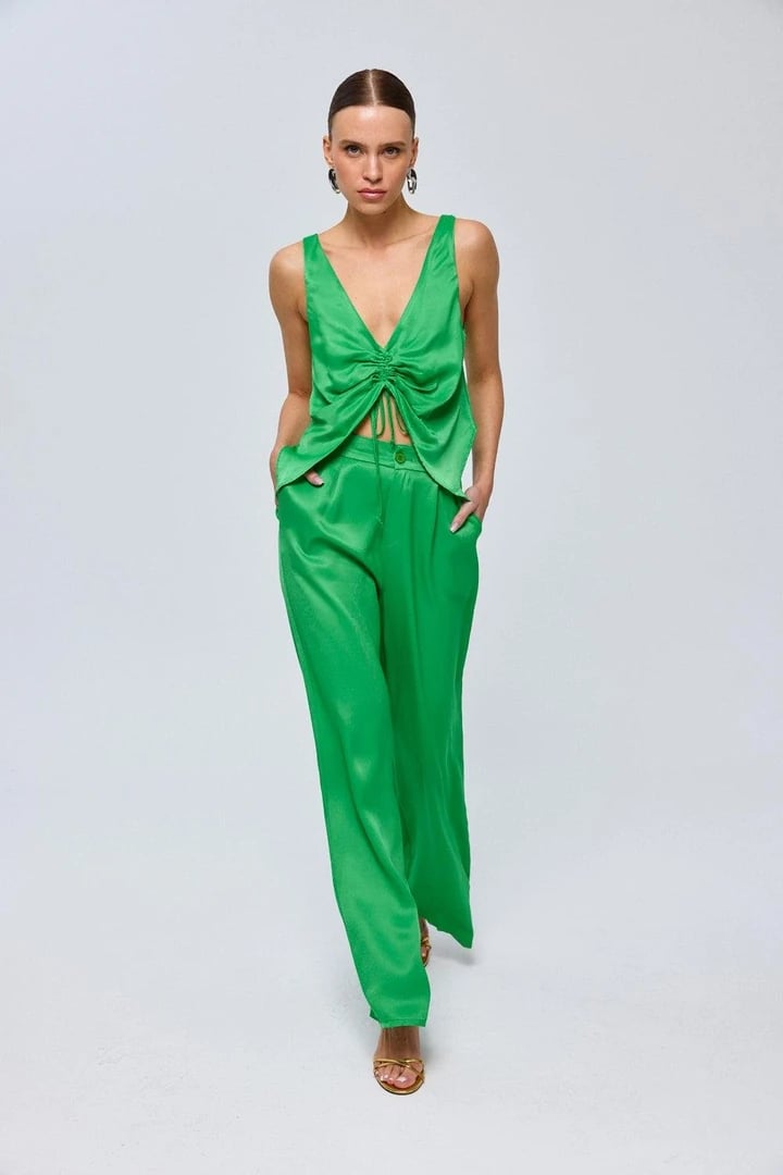 Bluz Pantolon Saten Kadın Takım