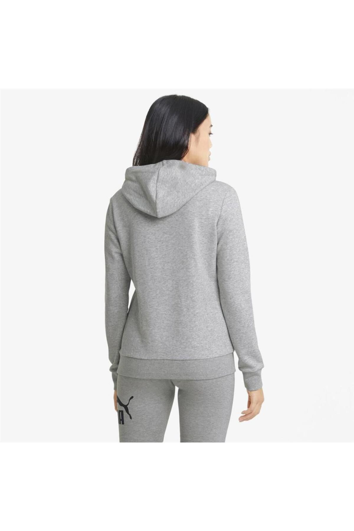 -Puma ESS Logo Hoodie Kadın Sweatshirt - Gri