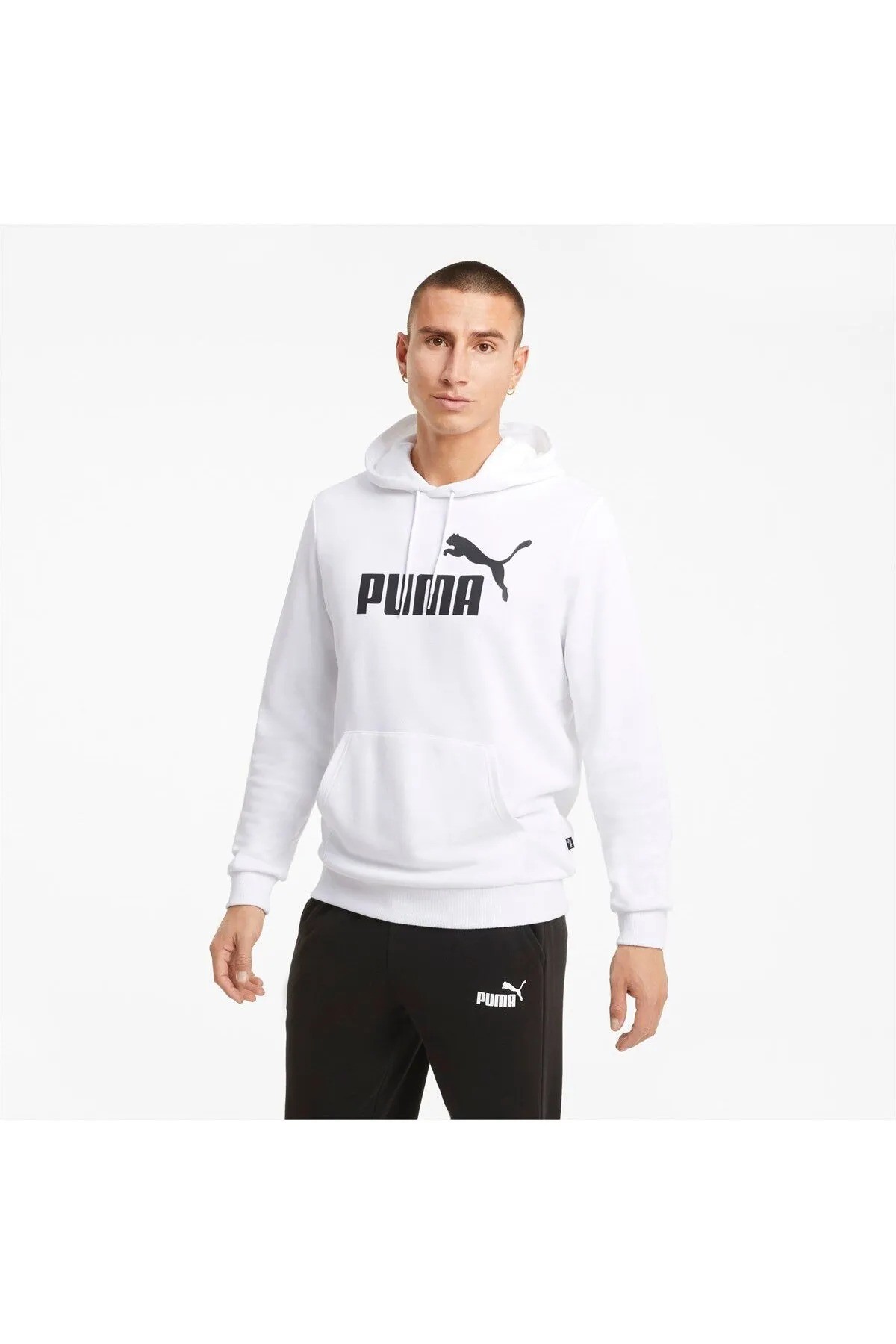 PUMA Ess Big Logo Hoodie Unisex Beyaz Günlük Stil Sweatshirt