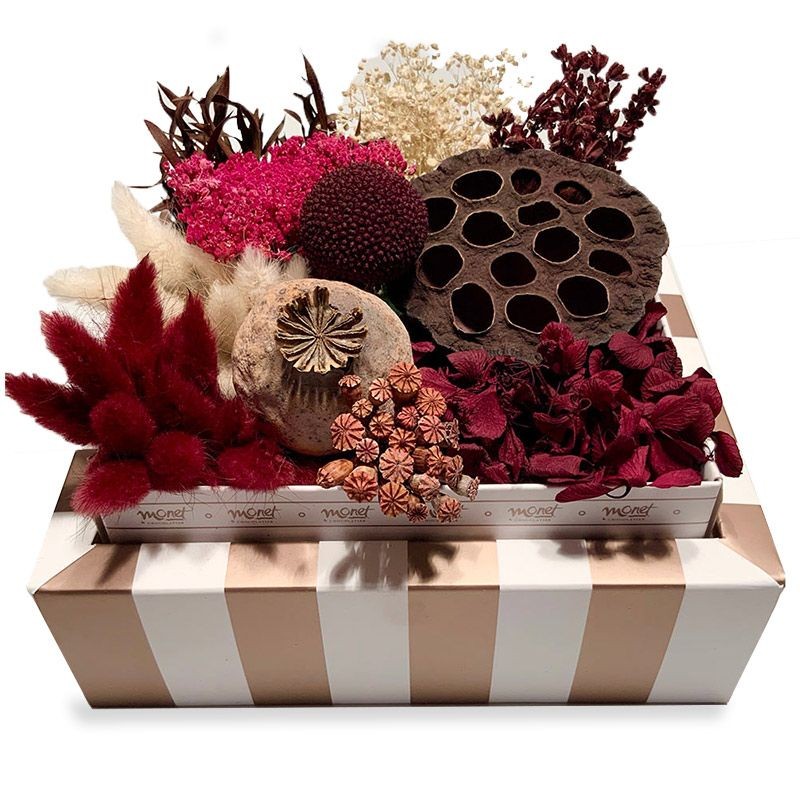 SOLMAYAN ÇİÇEKLER BORDO - ASSORTED ÇİKOLATA ( 20 ADET)