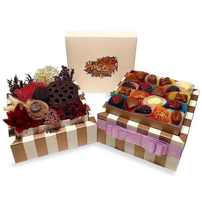 SOLMAYAN ÇİÇEKLER BORDO - ASSORTED ÇİKOLATA ( 20 ADET)