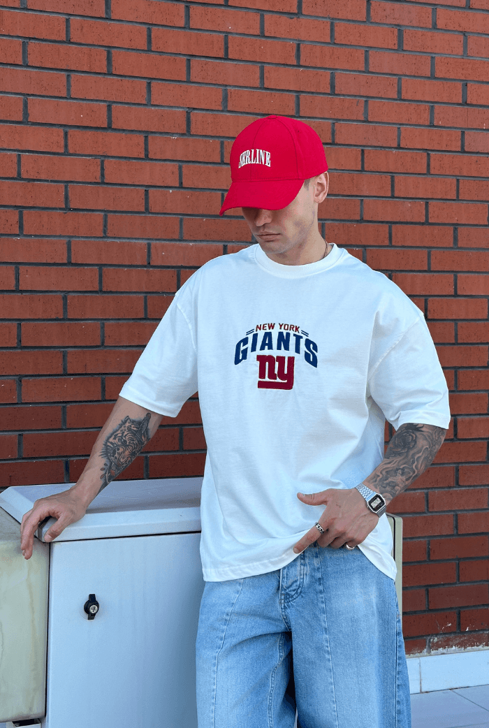 GIANTS Oversize Tişört - Beyaz
