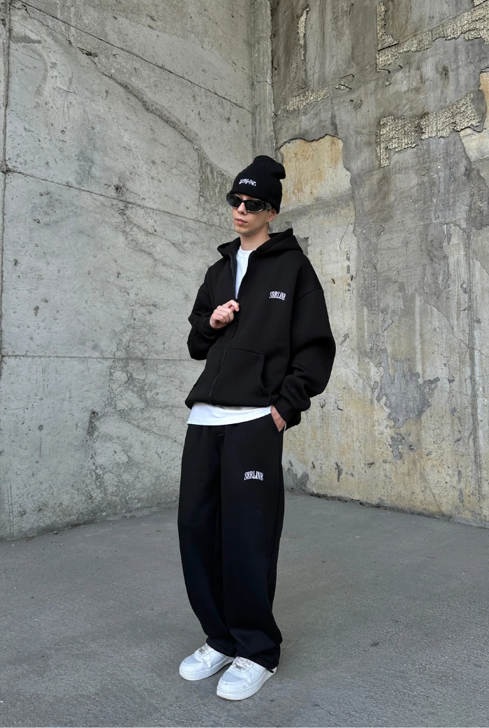 Serline Nakışlı Oversize Zip Hoodie