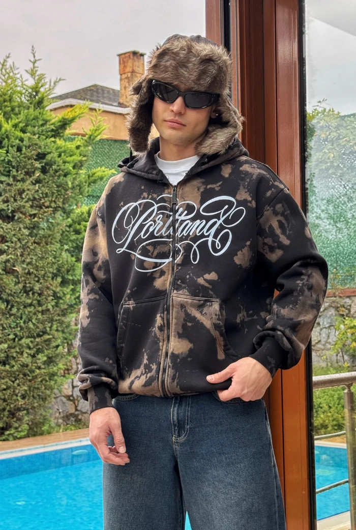 Premium Batik Baskılı Oversize Zip