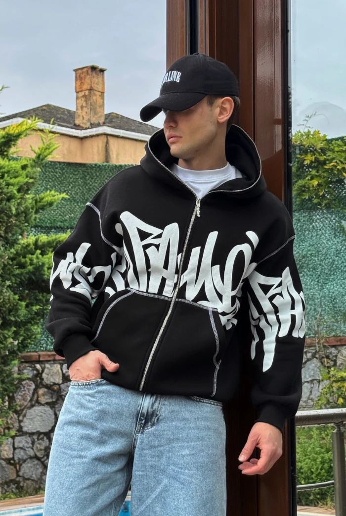 Premium Graphic Baskı Full Zip Hoodie